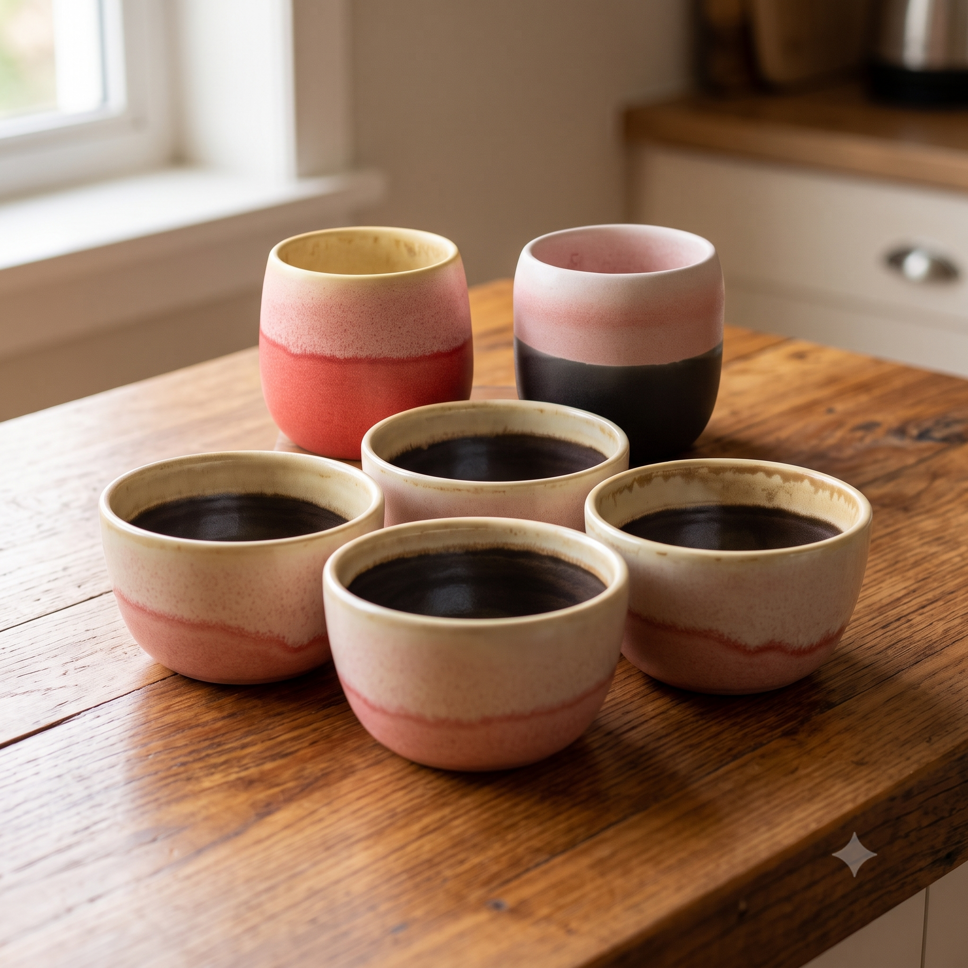 The Full Collection — six handmade pieces, four cupping bowls and two Daily Cups